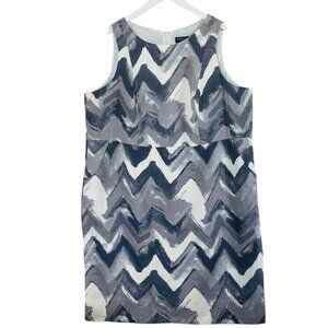 plus size Women's Chevron Print Strapless Linen Blend Dress, Size 24 Gray White